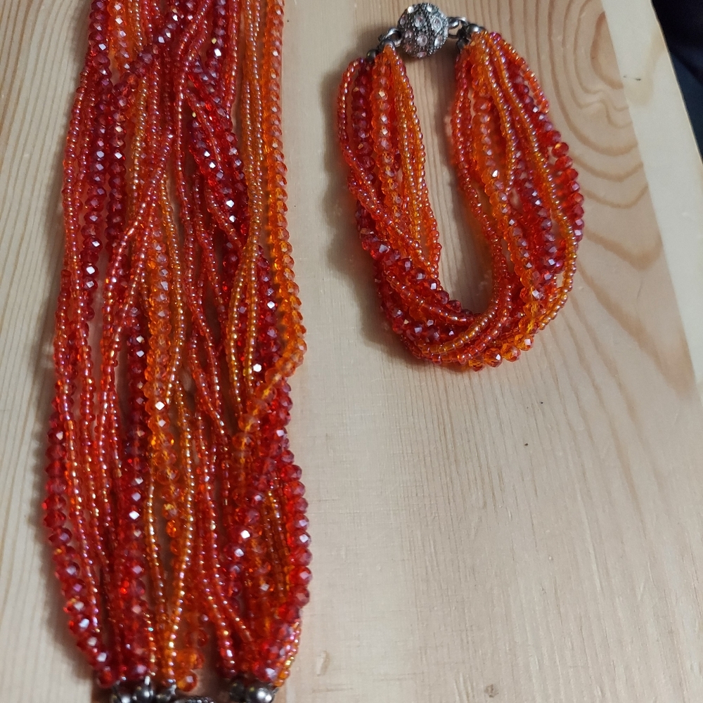 Premier Designs Red Orange & Silver Crystal… - Picture 4 of 12